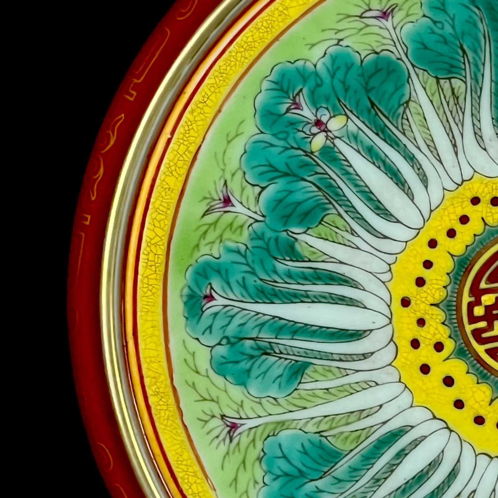 Chinese Enamel Porcelain Hand Painted Cabbage Pattern Teapot Coaster 1231 | eBay