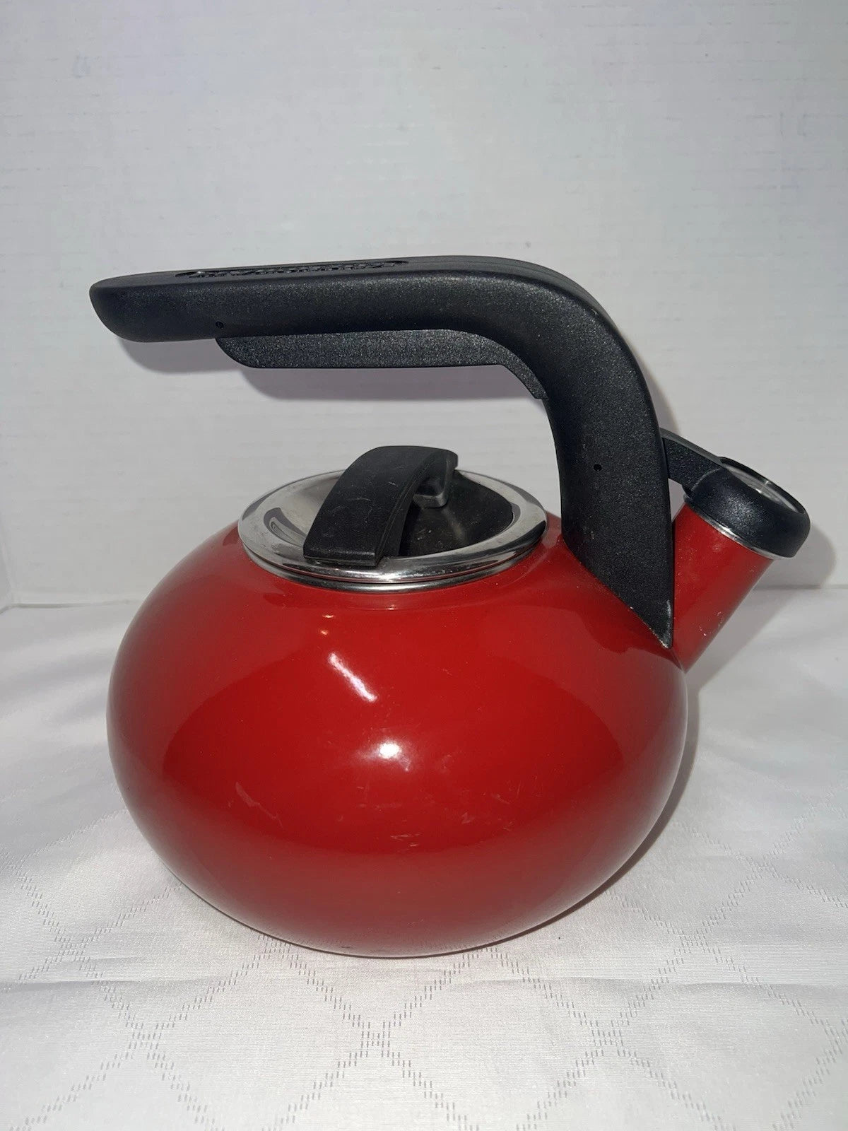 KitchenAid 1.5 Quart Porcelain Enamel Red Whistling Tea Kettle | eBay