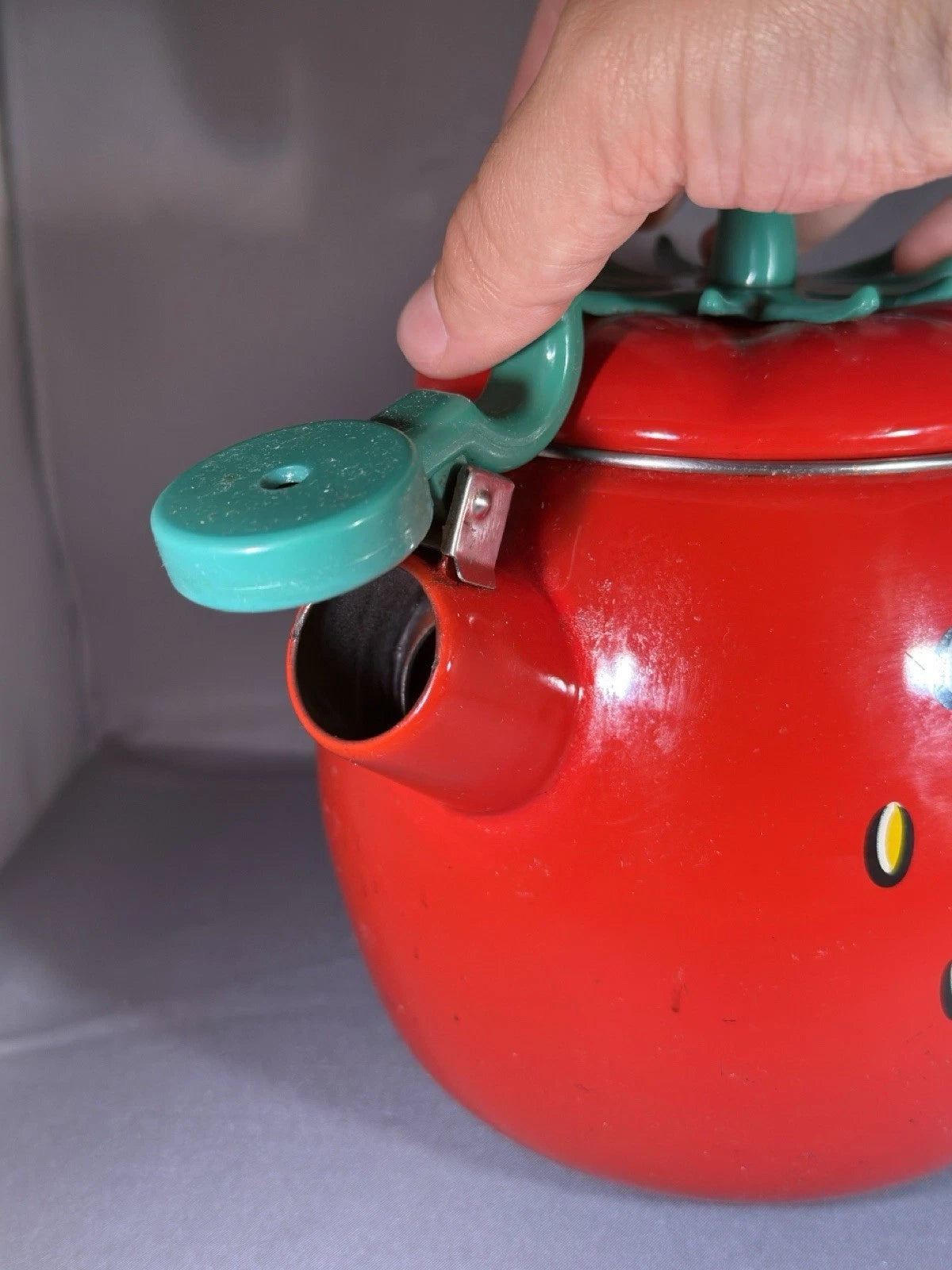 Vintage Mid Century Modern Enamel Metal Strawberry Small Kettle Teapot | eBay