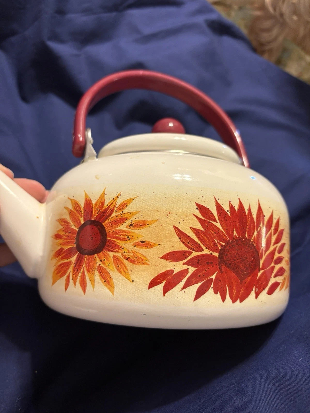 Vintage Enamel 8 Cup Teapot Kettle W/Flower Pattern | eBay
