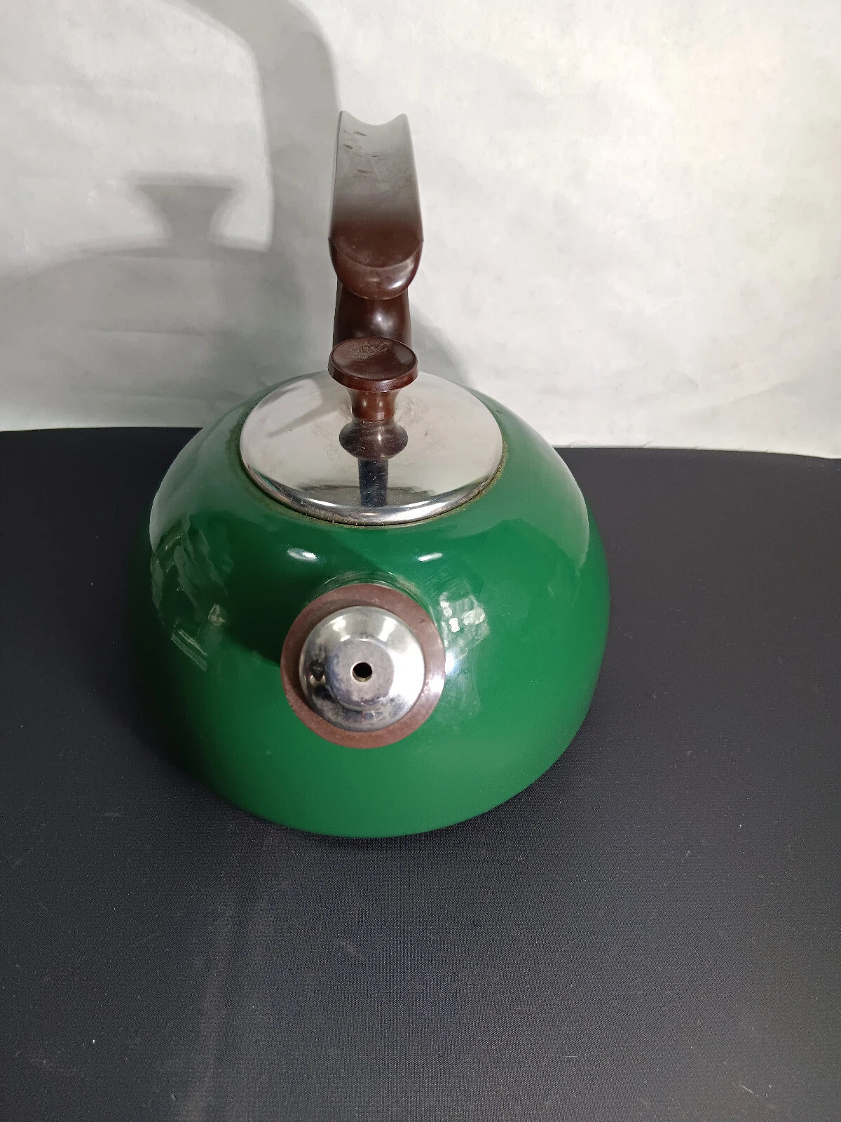 Vintage Encore Green Enamel Whistling Tea Kettle Teapot Spain Stainless Lid MCM | eBay