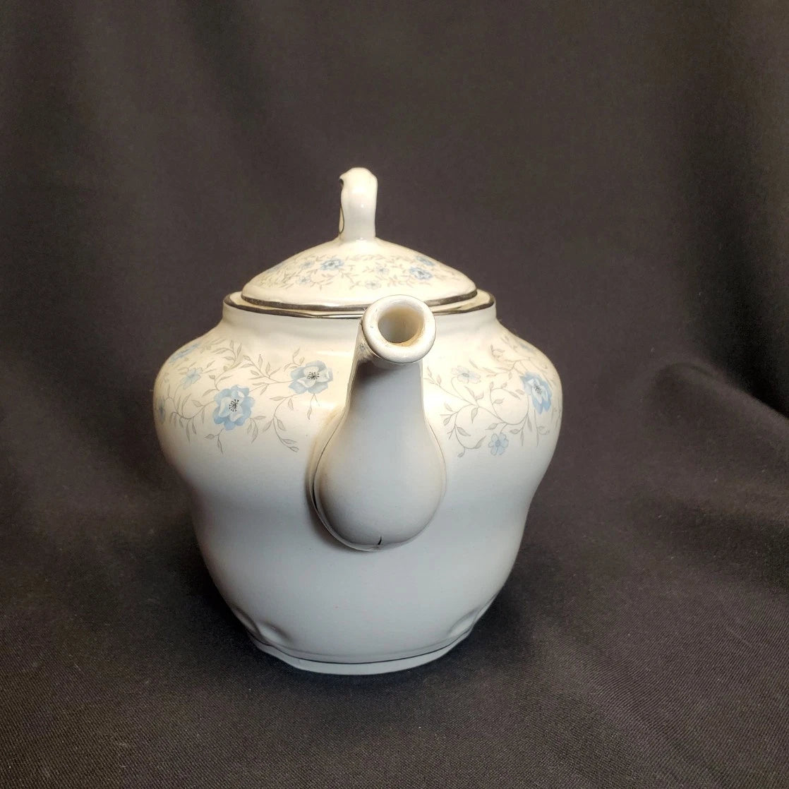 Nueva San Ysidro Porcelain Tea Pot w/ Floral plant elements & Silver Enamel | eBay