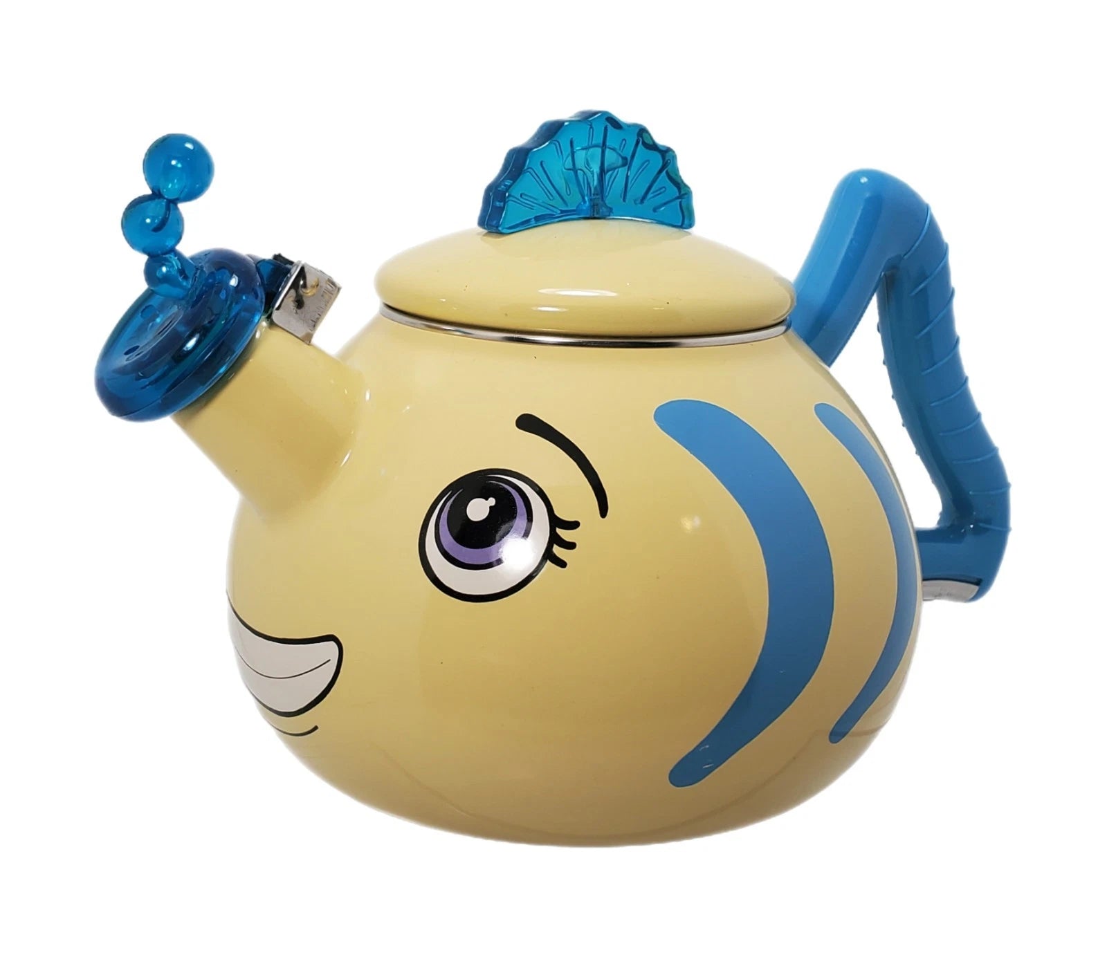 Vtg MM Kamenstein Whistling Kettle Tea Pot Enamel Flounder Fish Anthropomorphic | eBay