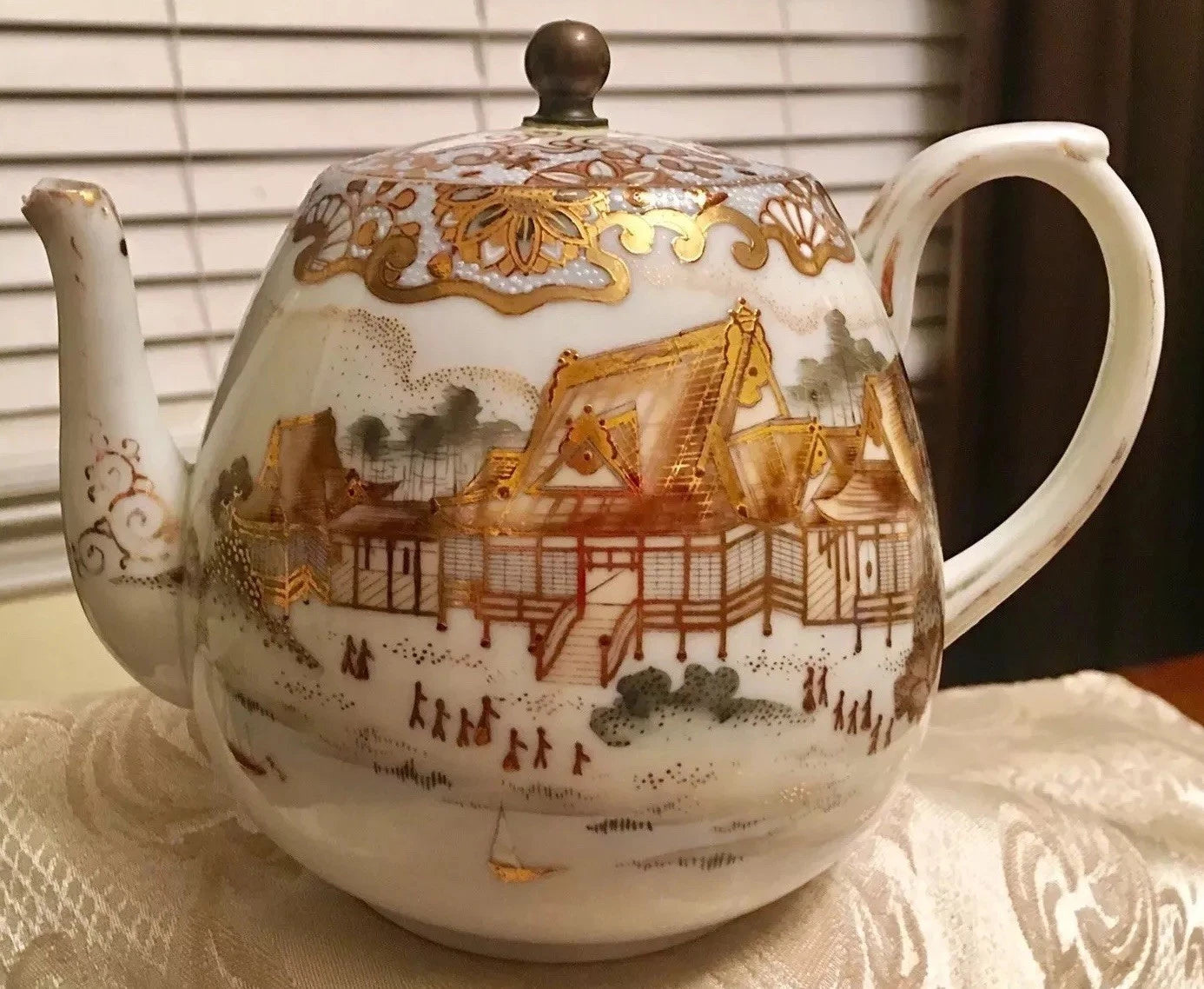 Beautiful Chinese Emperor Palace Landscape Dynasty Scene Porcelain Enamel Teapot | eBay