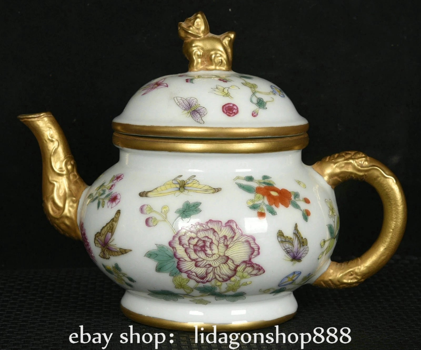 6" Yongzheng Marked Enamel Porcelain Gilt Flower Butterfly Pattern Wine Teapot | eBay