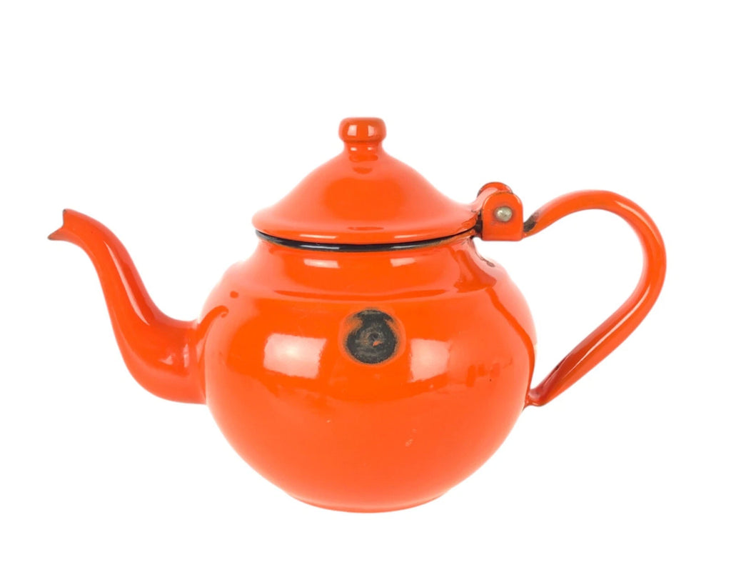 Small Vintage Orange Enamelware Teapot Made in Yugoslavia | eBay