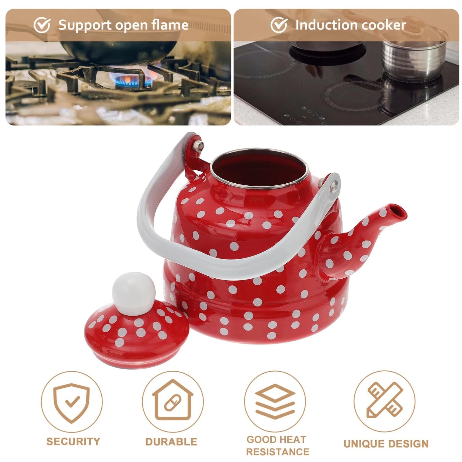 Enamel Tea Kettle Polka Dot Stove Top Teapot with Filter for Home Kitchen | eBay