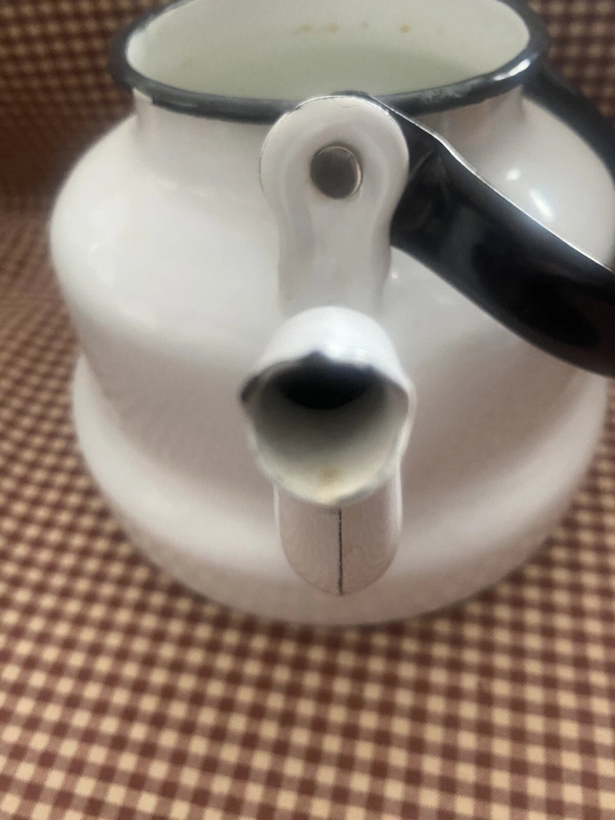 EMAILUL White w/black Enamel Gooseneck Farmhouse Teapot Kettle Made In Romania | eBay