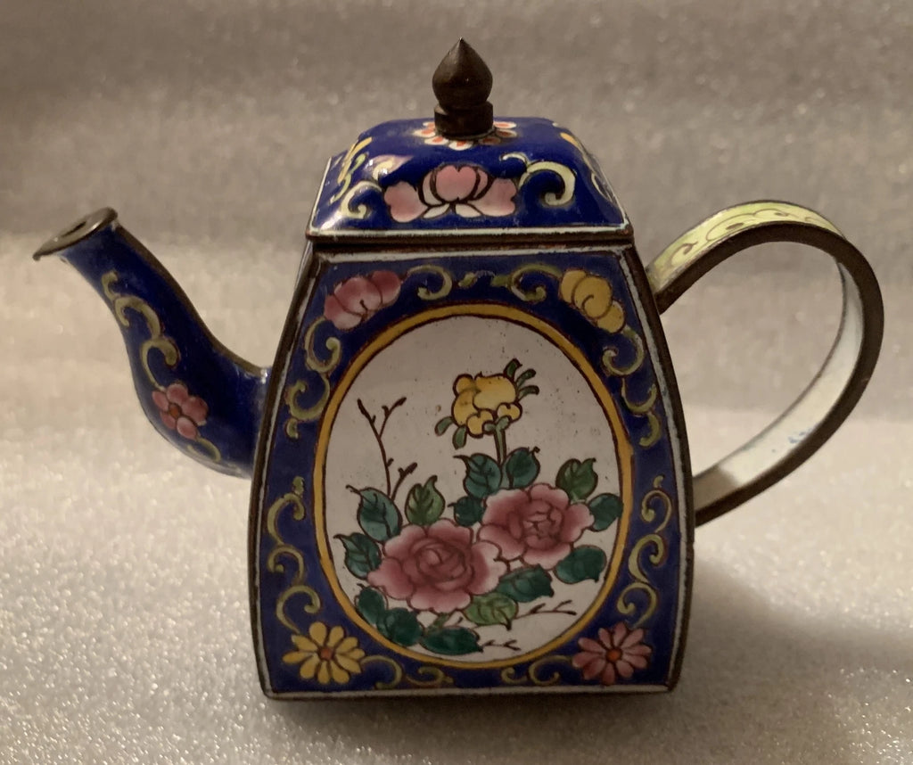 Enamel Mini Tea Pot 1999 pink and yellow flowers | eBay