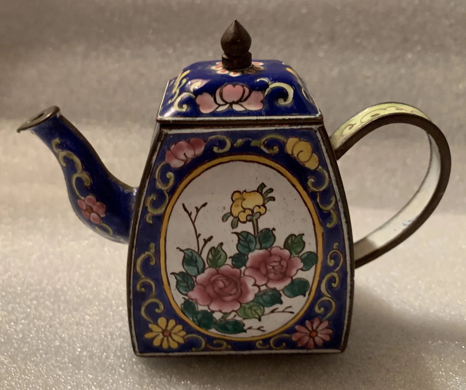 Enamel Mini Tea Pot 1999 pink and yellow flowers | eBay