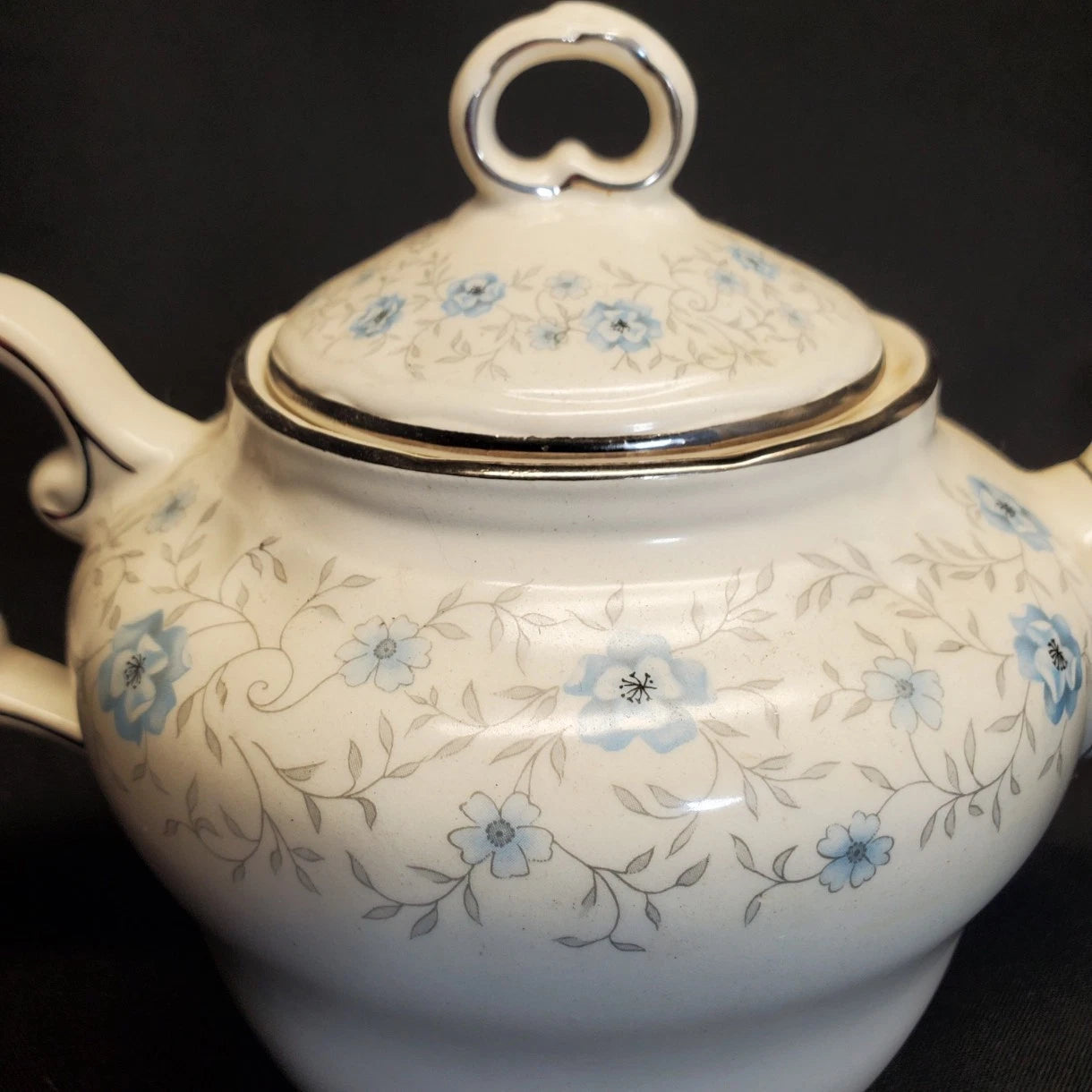 Nueva San Ysidro Porcelain Tea Pot w/ Floral plant elements & Silver Enamel | eBay