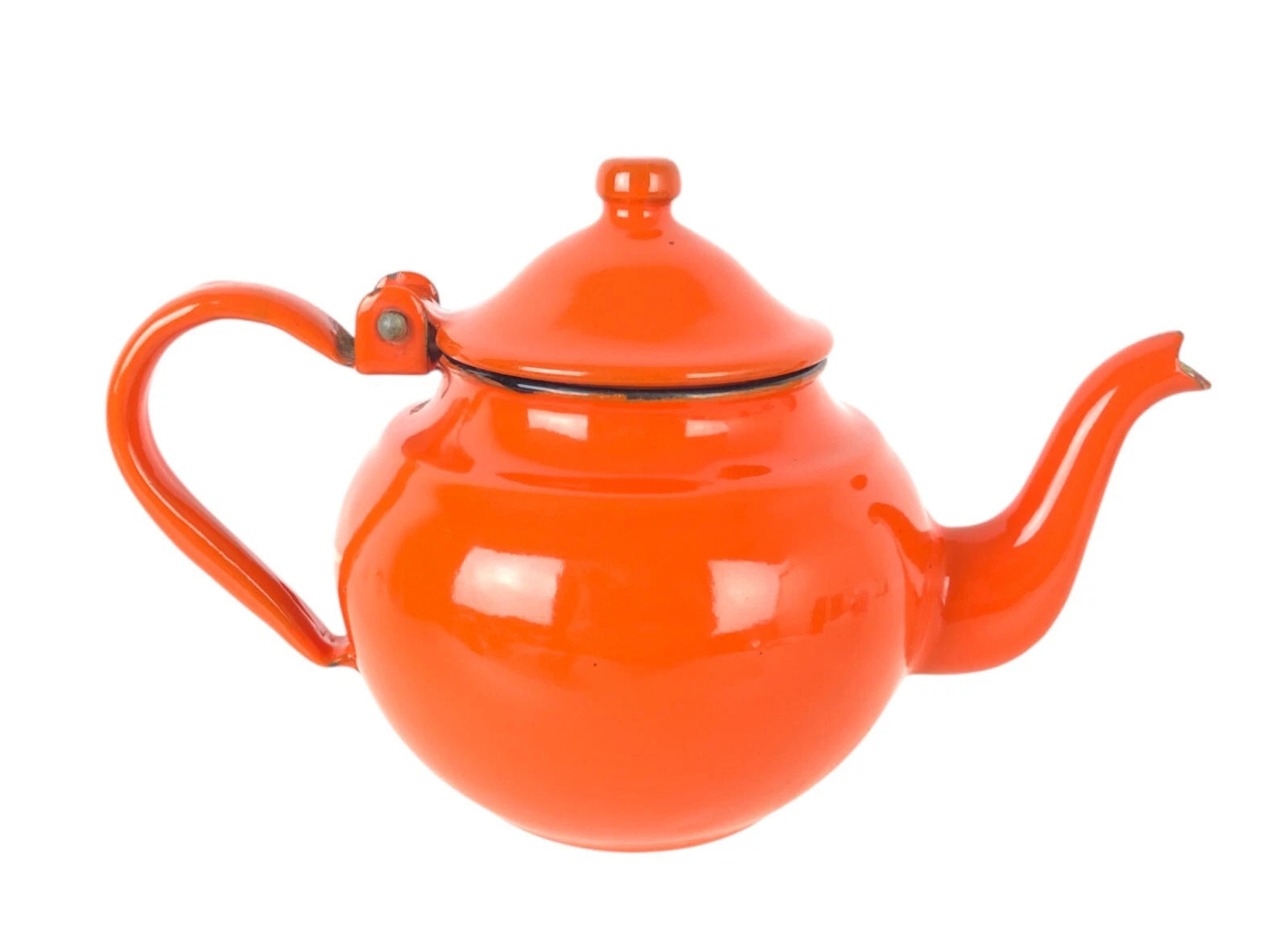 Small Vintage Orange Enamelware Teapot Made in Yugoslavia | eBay