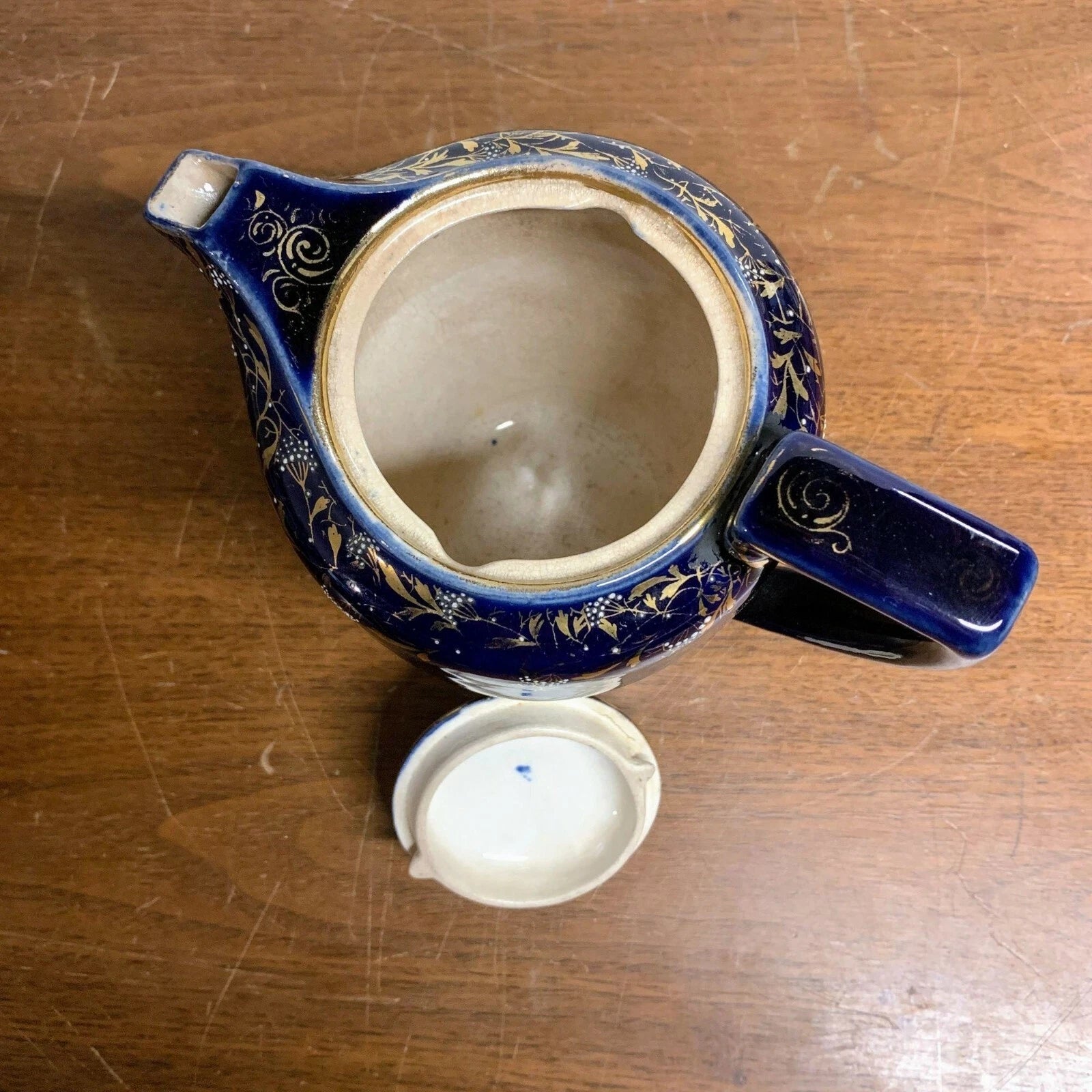 Antique Cobalt Blue and Gold Coffee Teapot with Enamel Painted Flowers | eBay