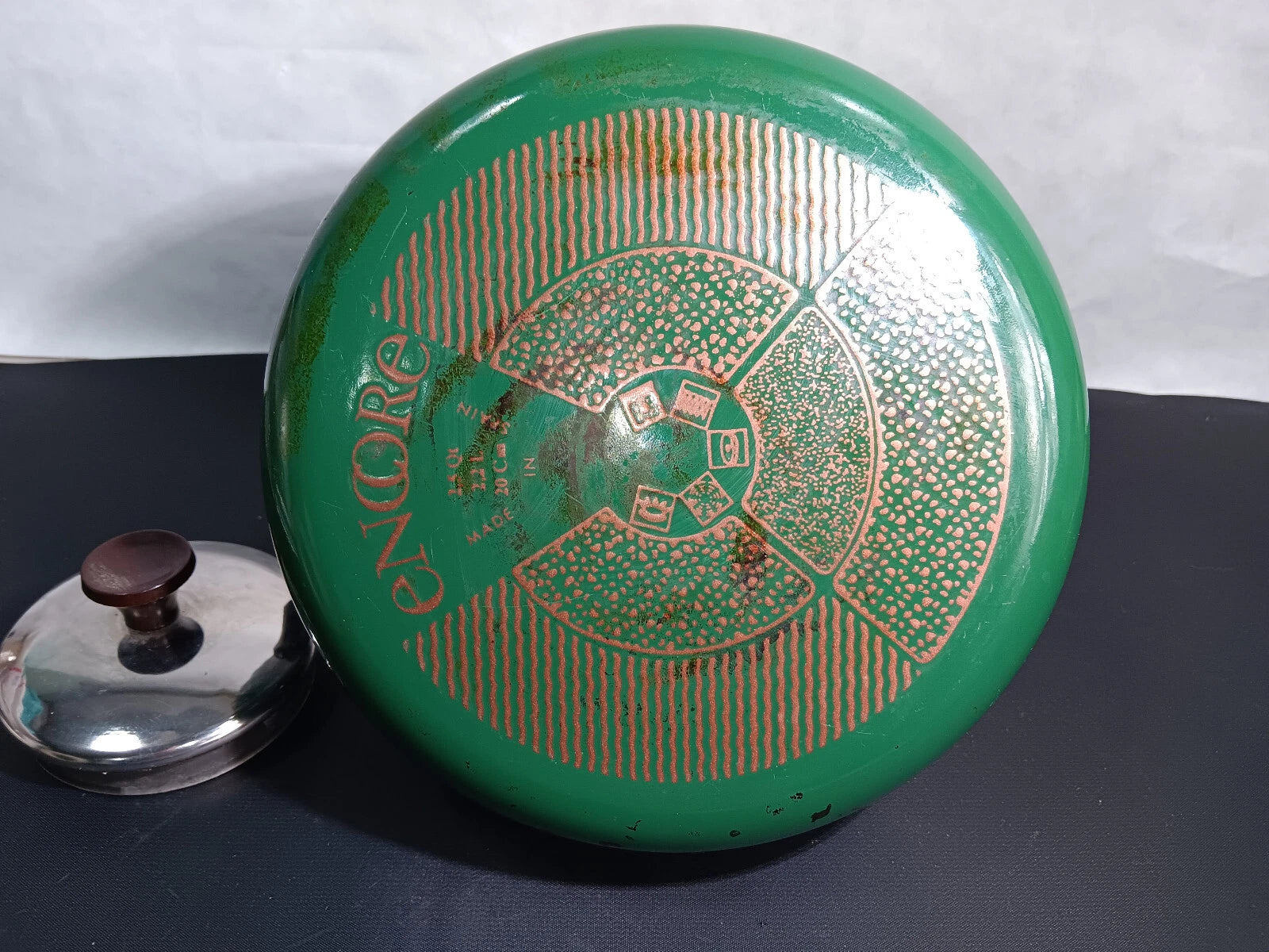 Vintage Encore Green Enamel Whistling Tea Kettle Teapot Spain Stainless Lid MCM | eBay