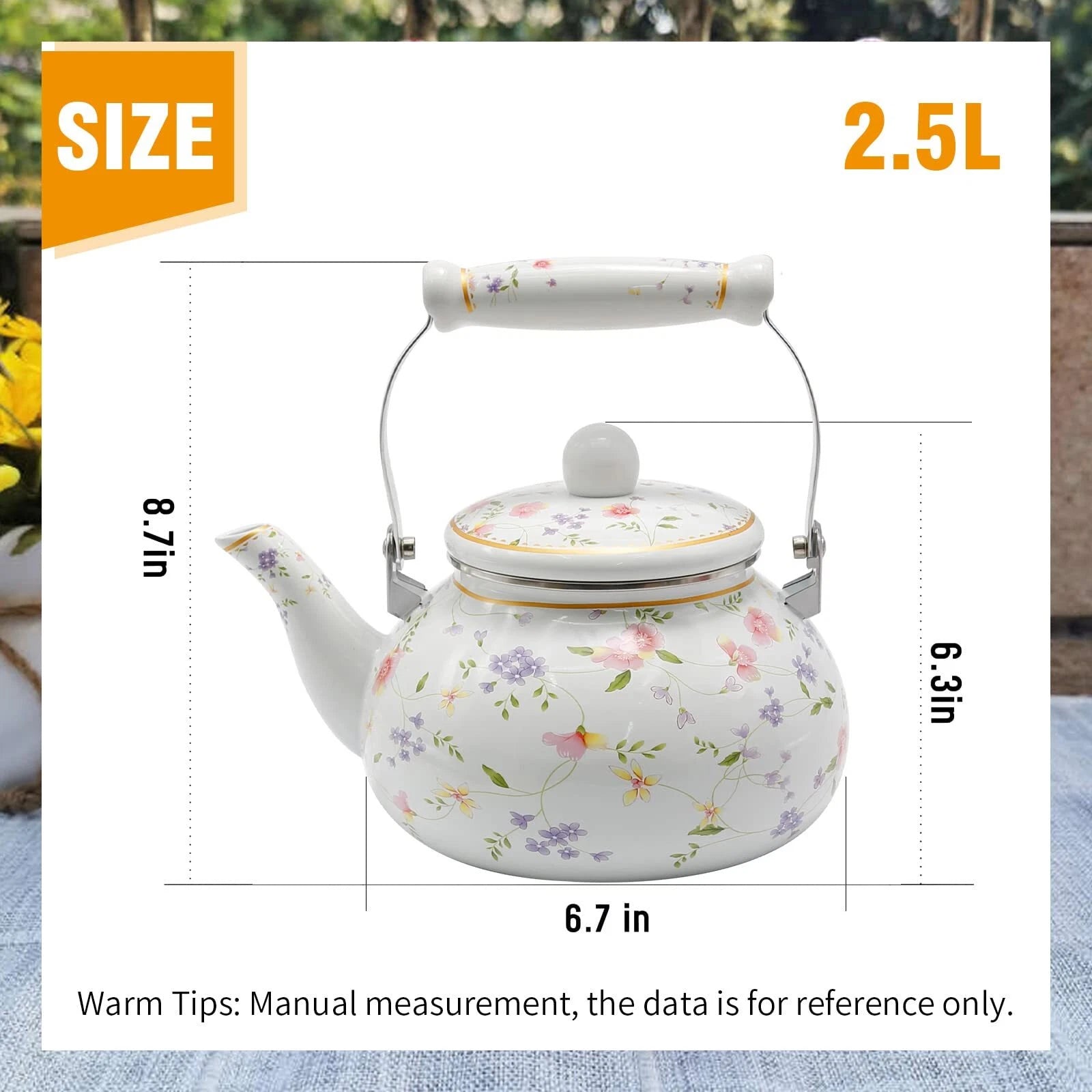Saihisday Enamel Teakettle Floral Teapot for Stovetop 2.5L Large Green Floral... | eBay