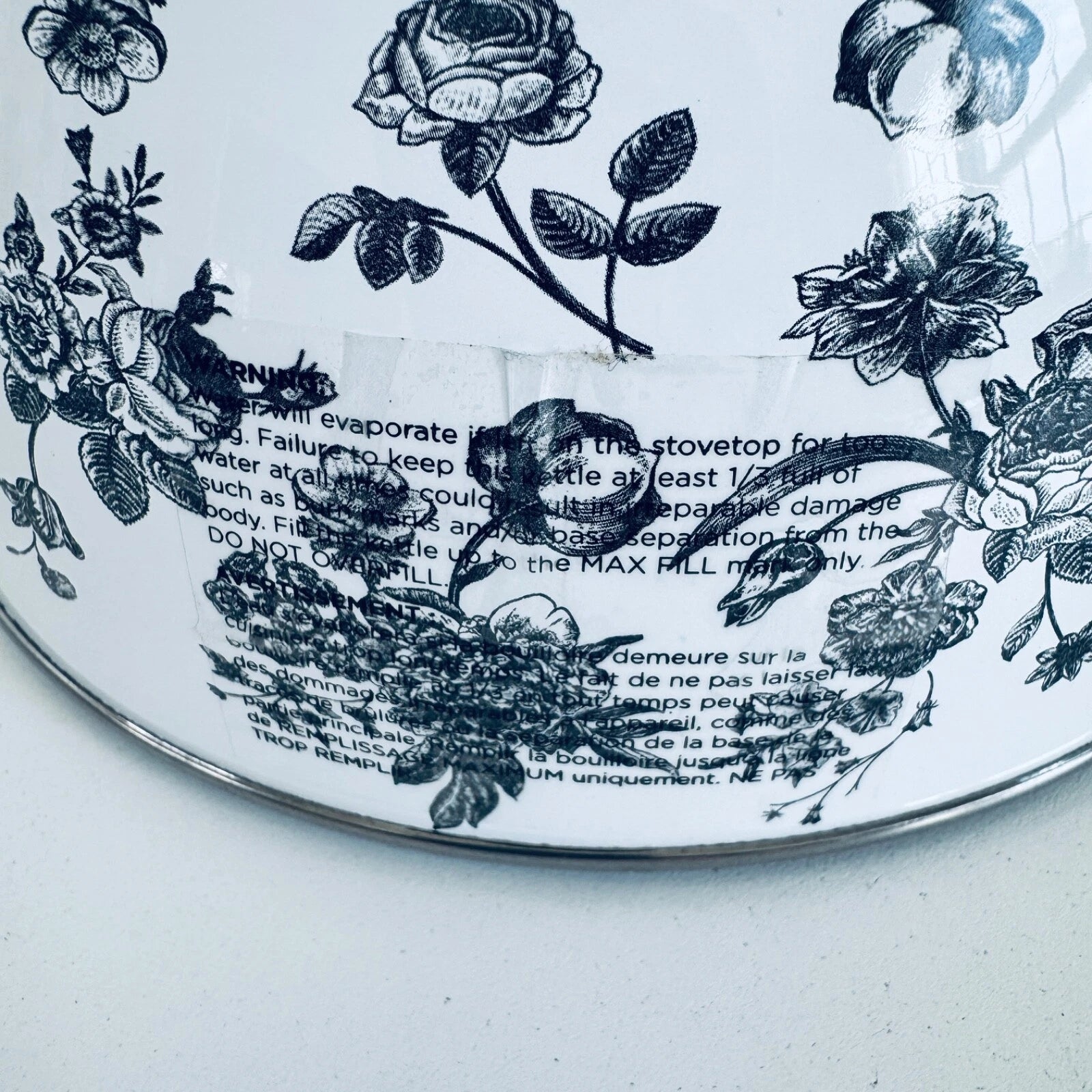 Premium Enameled Whistling Tea Kettle White Gray Floral MASTERCLASS Teapot | eBay