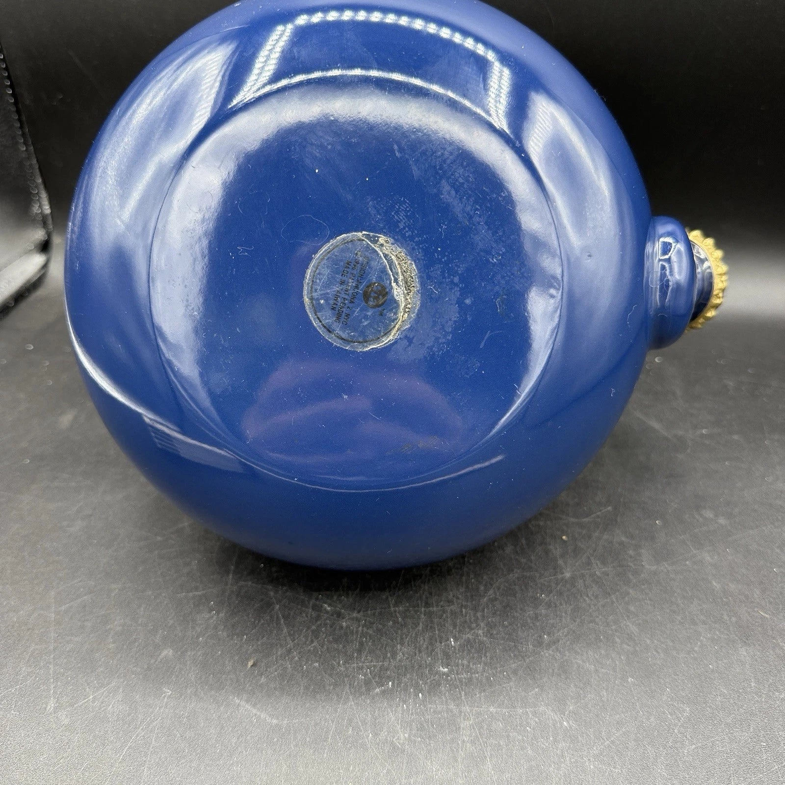 Vintage Ancona Blue Enamel Teapot Kettle with Brass Handle Accents 90s French | eBay
