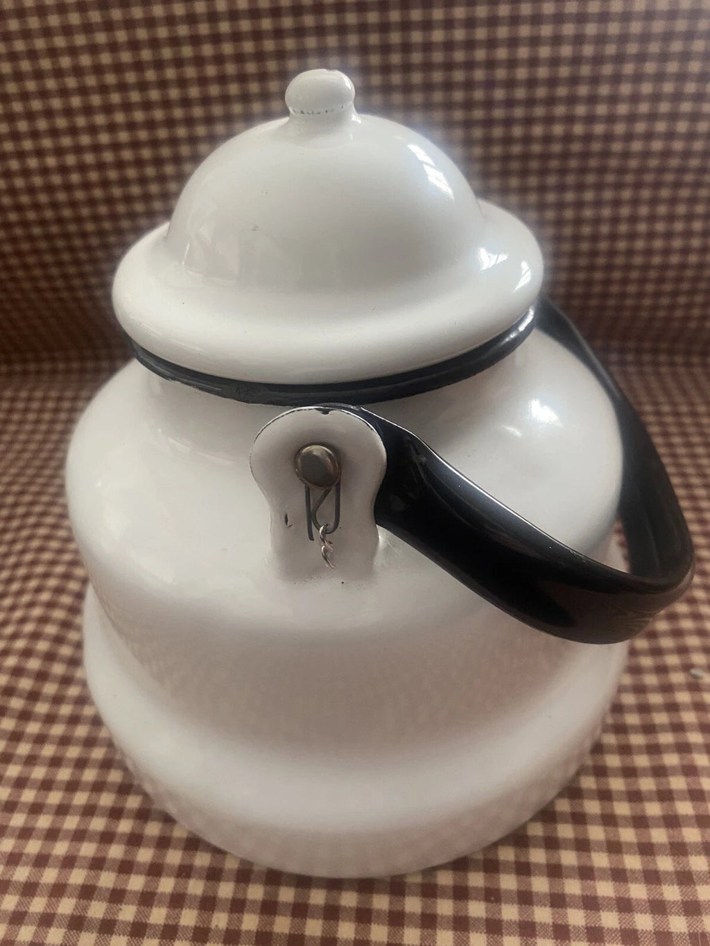 EMAILUL White w/black Enamel Gooseneck Farmhouse Teapot Kettle Made In Romania | eBay