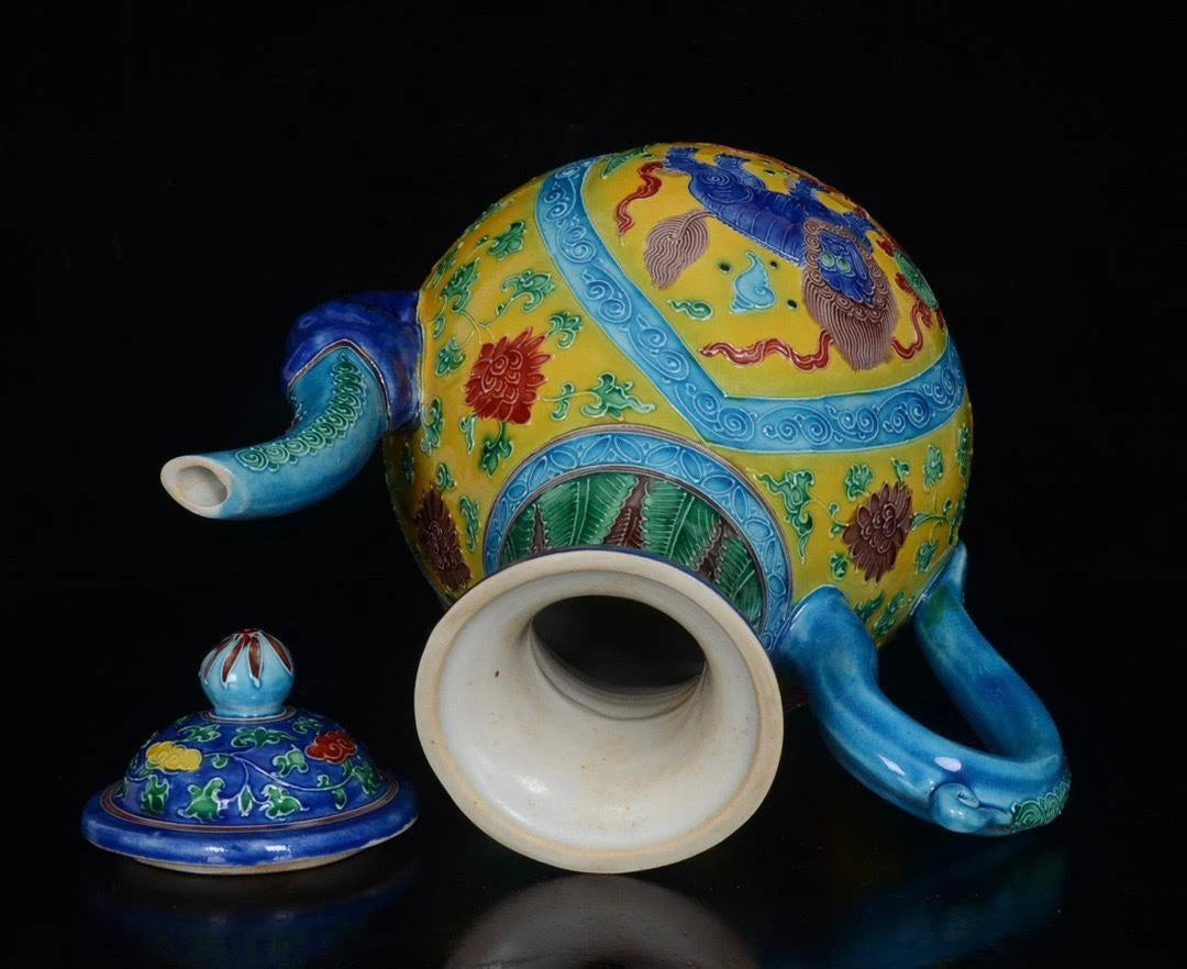 OLD CHINESE COLOUR ENAMEL PORCELAIN TEAPOT YONGLE MARKED ST1169 | eBay