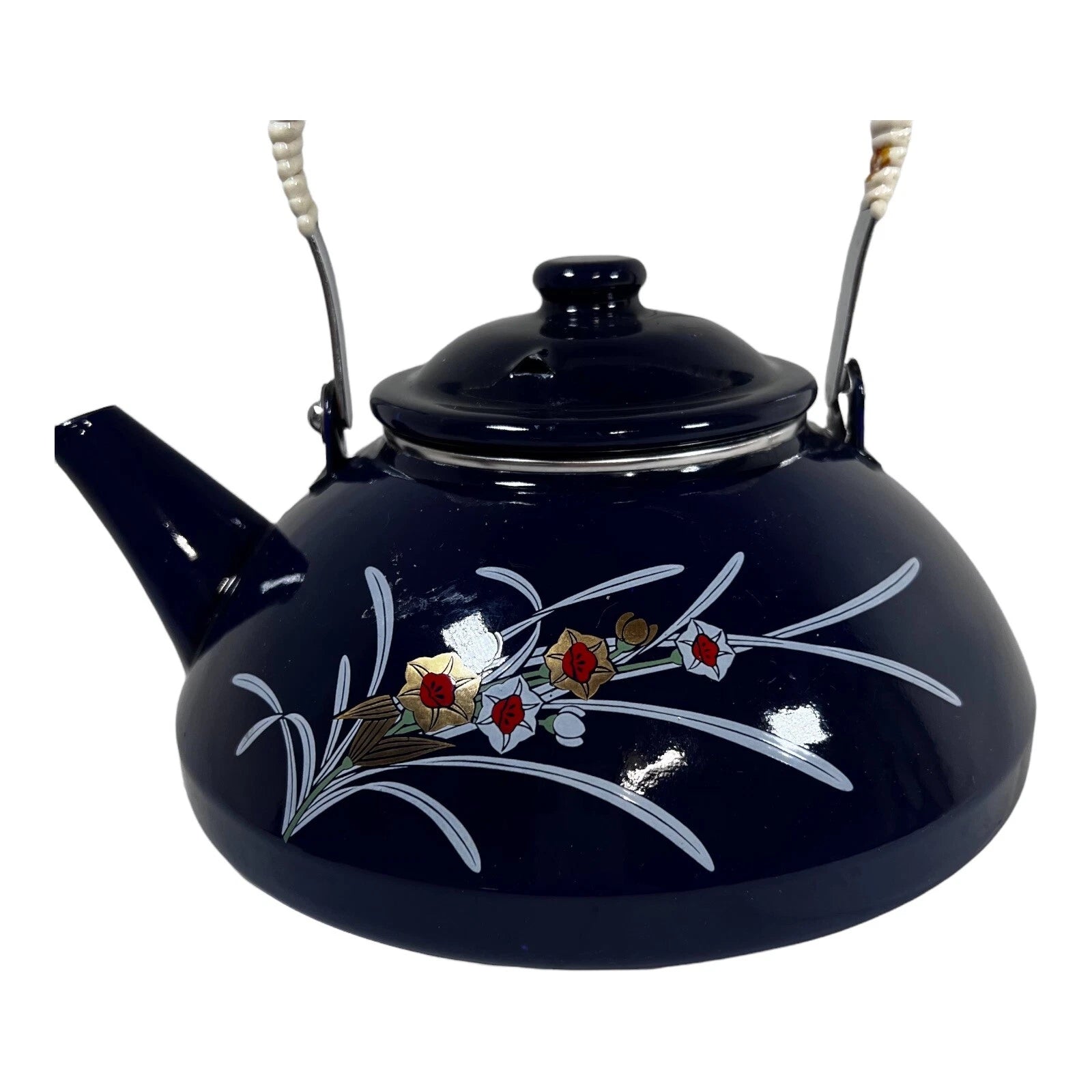 Sanko Ware Japanese Porcelain Enamel Kettle Tea Kikyo Sukashi craft Japan Teapot | eBay