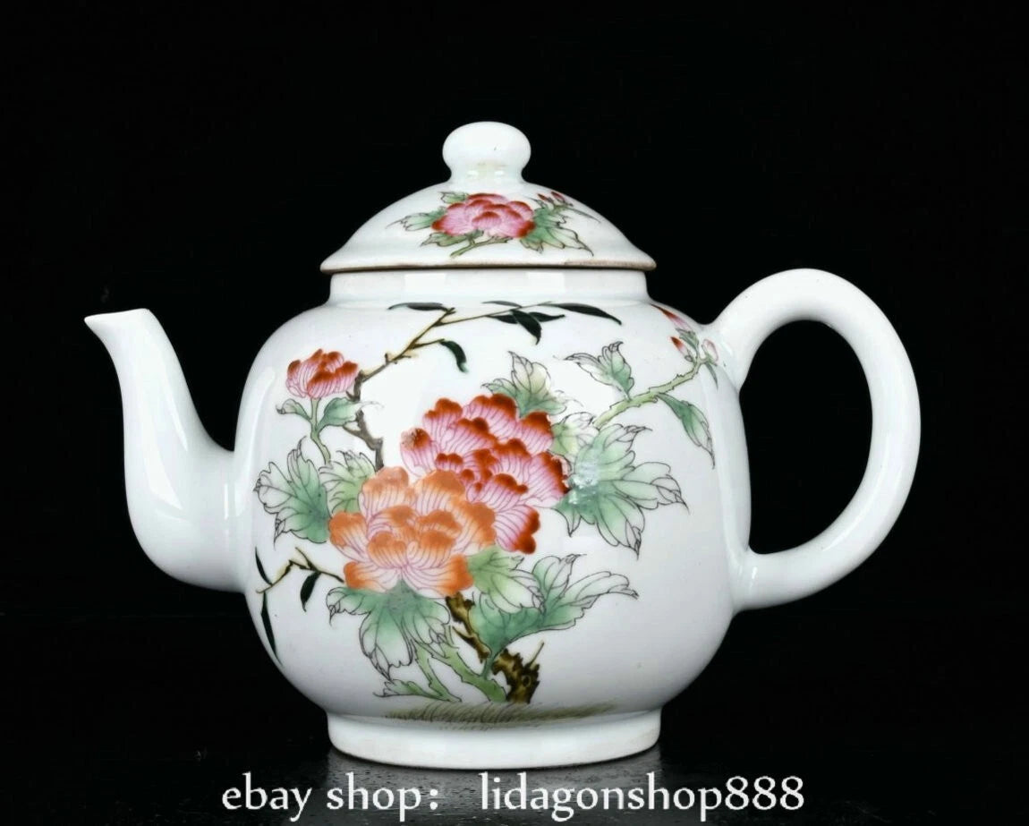 6.8" Qing Kangxi Marked Enamel Porcelain Flower Words Pattern Wine Tea Pot | eBay