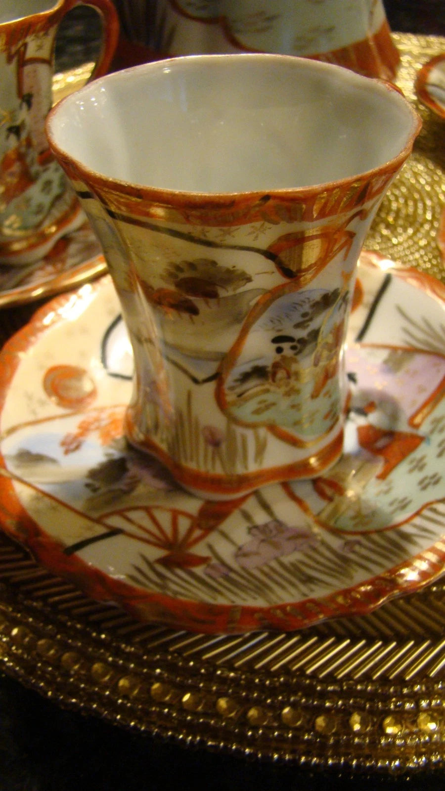 Nippon Japanese Porcelain Chocolate Pot Coffee Teapot Geisha Enamel Red Set of 4 | eBay