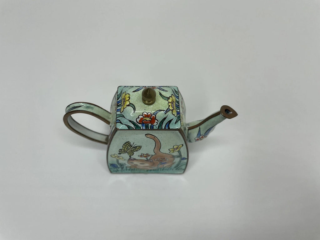 Vintage Miniature Enamel Cat Teapot Hand Painted | eBay