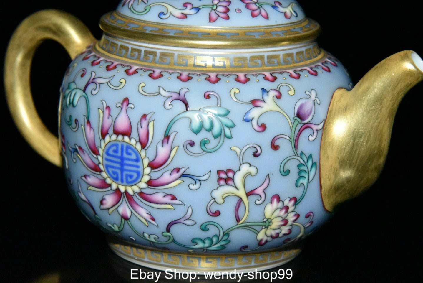 Old China Qing Qianlong Year Colour Enamel Porcelain Gilt Handle Flower Teapot | eBay
