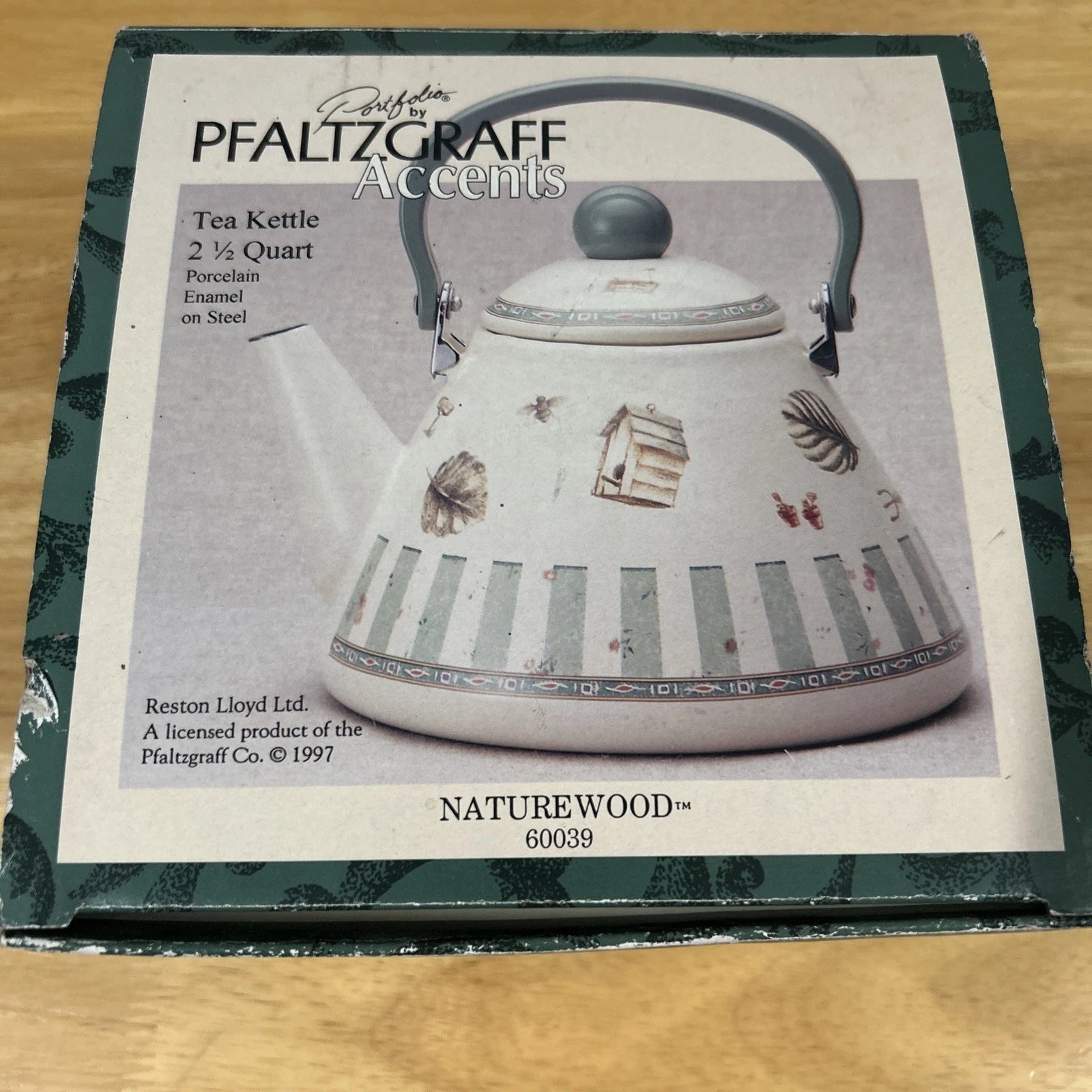 NIB 1997 Pfaltzgraff Naturewood Porcelain Enamel Tea Kettle 2.5 Quart *READ* | eBay
