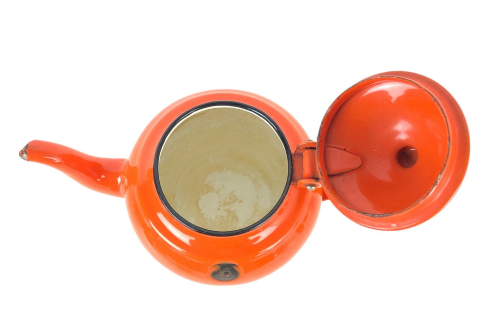 Small Vintage Orange Enamelware Teapot Made in Yugoslavia | eBay