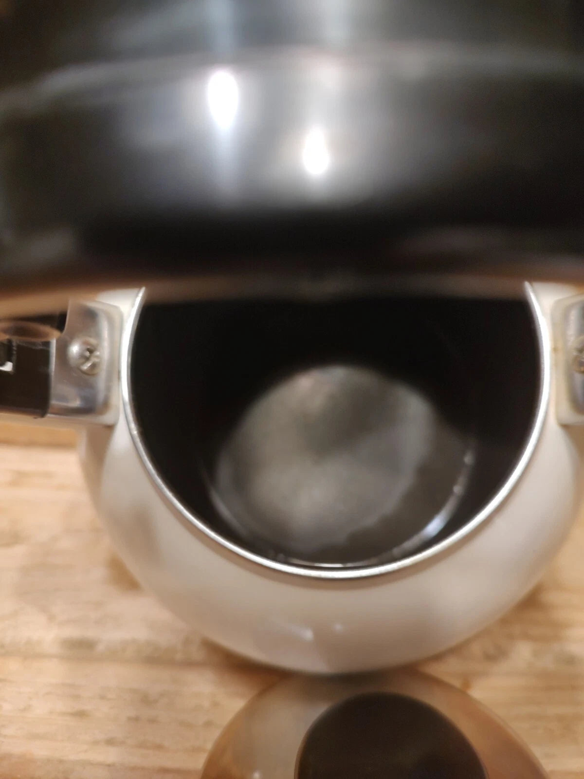 Enamel Teapot Kettle, Beige Black Handle Silver Lid | eBay