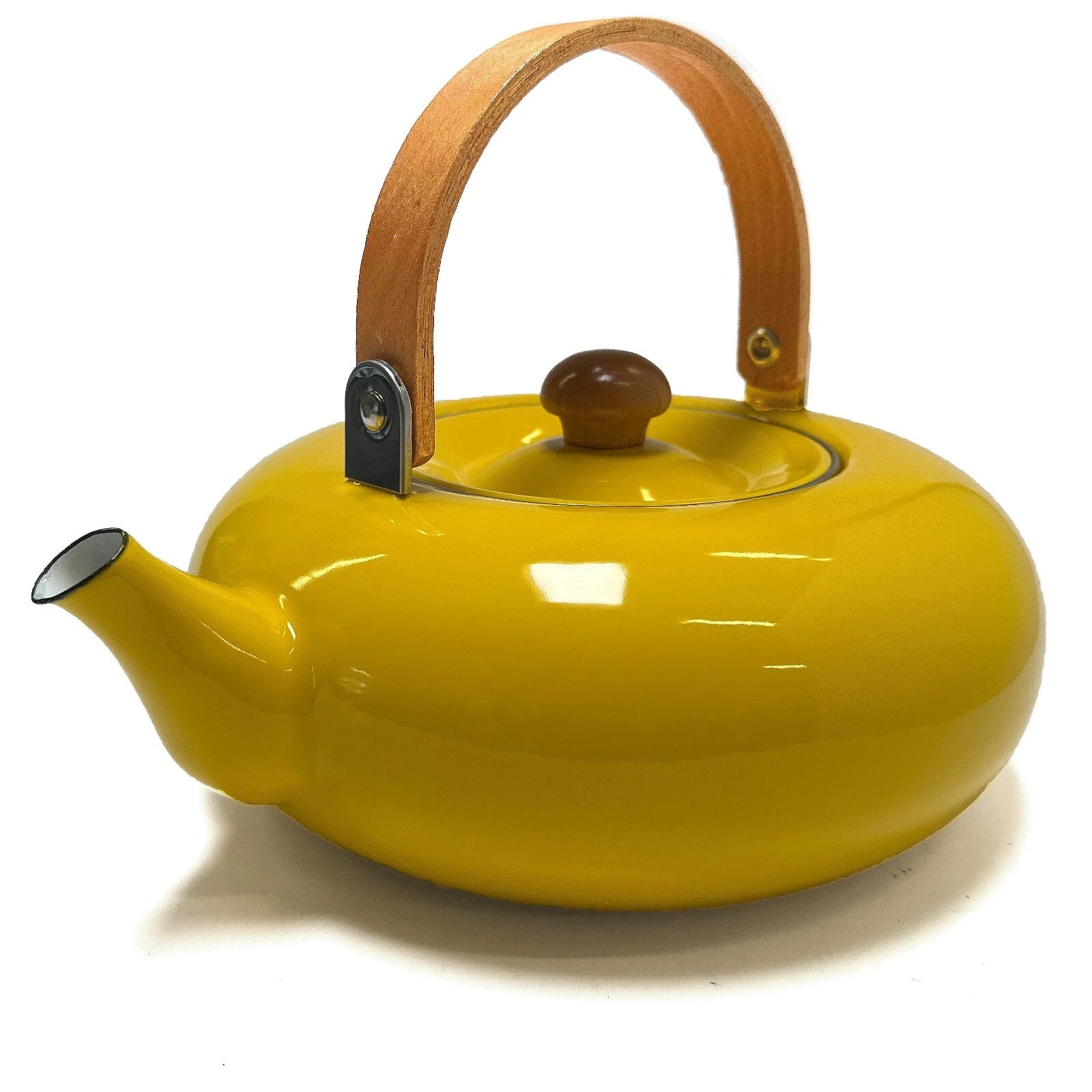 Vtg MCM Yellow Enamel Tea Kettle 1970s Mikasa Habitat Teapot Made in Japan NEW | eBay