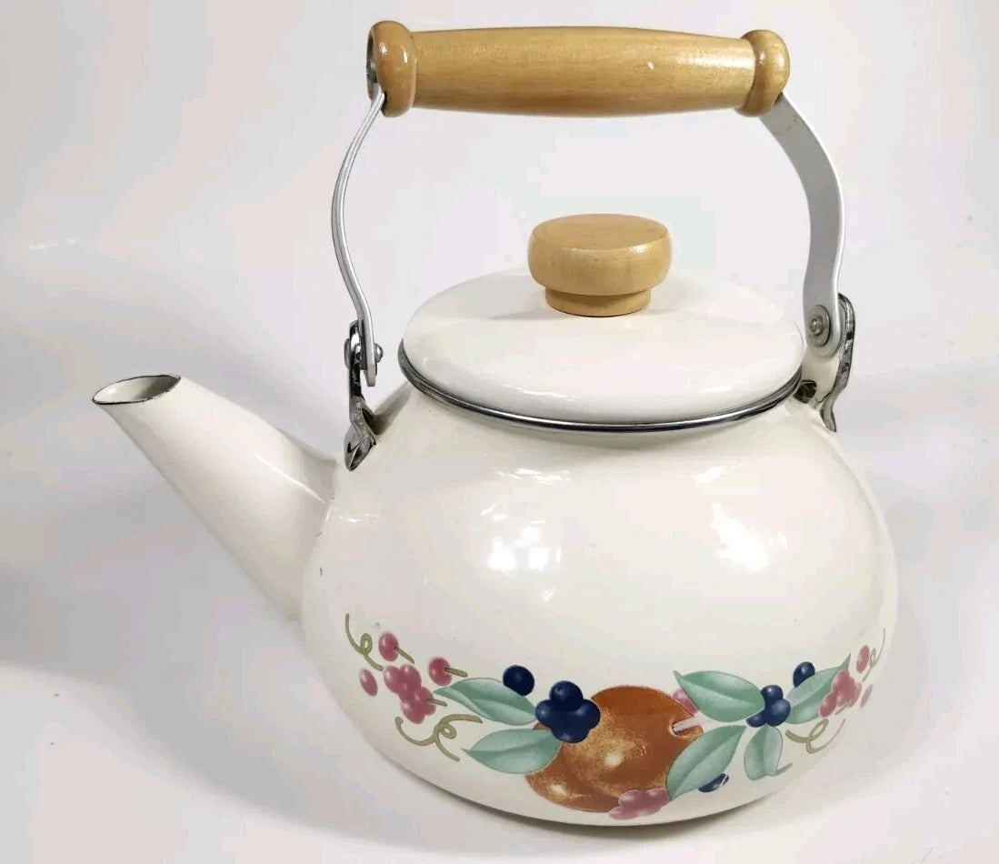 Corning Coordinates By Lincoware Porcelain Enamel Steel Teapot Vintage Decorated | eBay