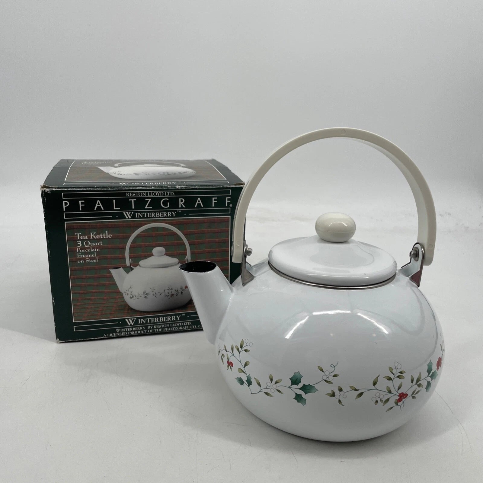 Pfaltzgraff Winterberry White 3-Quart Enamel on Steel Tea Kettle Box porcelain | eBay