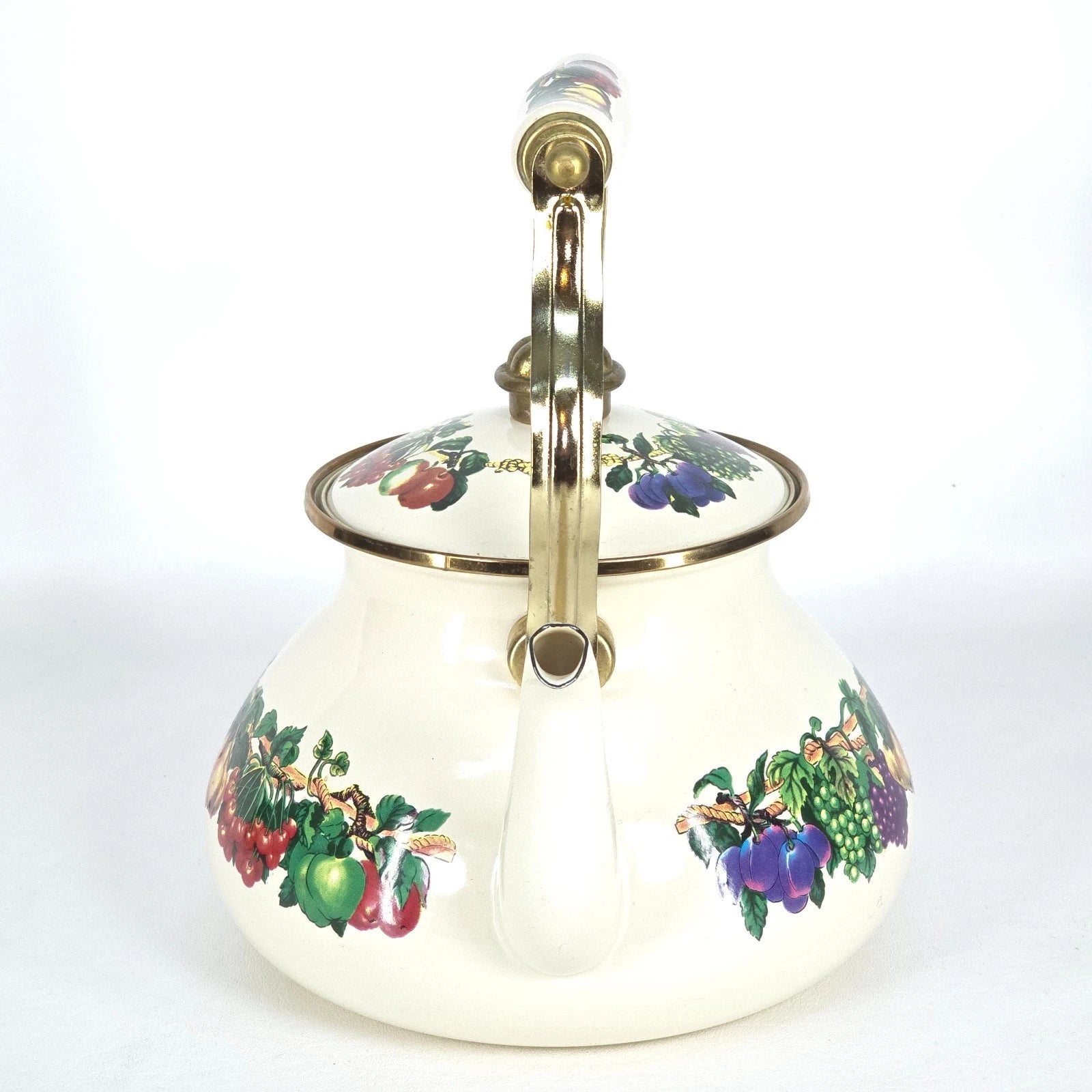 Vintage Metro Enamel Teapot Vitroceramic VHTF Fruit Handle Kitchen Collectible | eBay