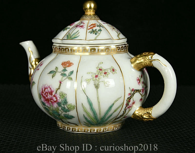7.2 " YongzhengMarked China Colour Enamel porcelain Gilt Dynasty Flower Teapot | eBay