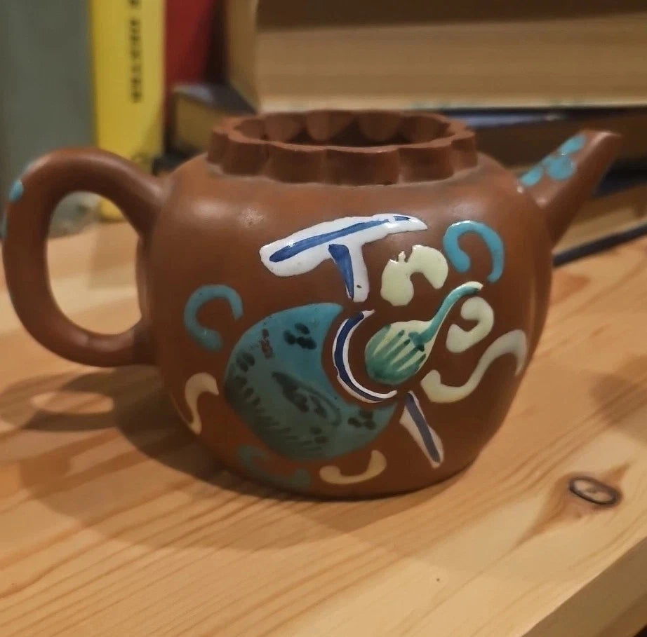Antique Chinese Yixing Teapot Hand Painted Enamel Red Clay Rare Collectors Item | eBay