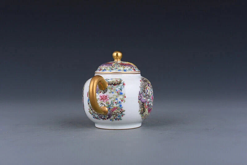 5.3" Old dynasty Porcelain yongzheng mark colour enamels Butterfly Flower Teapot | eBay
