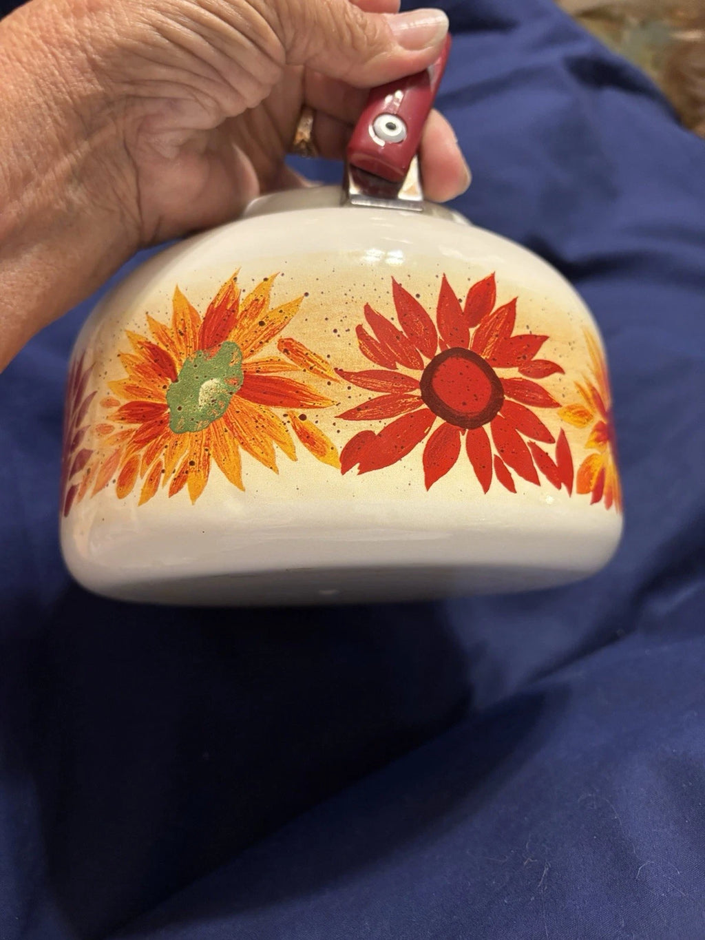 Vintage Enamel 8 Cup Teapot Kettle W/Flower Pattern | eBay