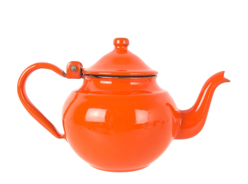 Small Vintage Orange Enamelware Teapot Made in Yugoslavia | eBay