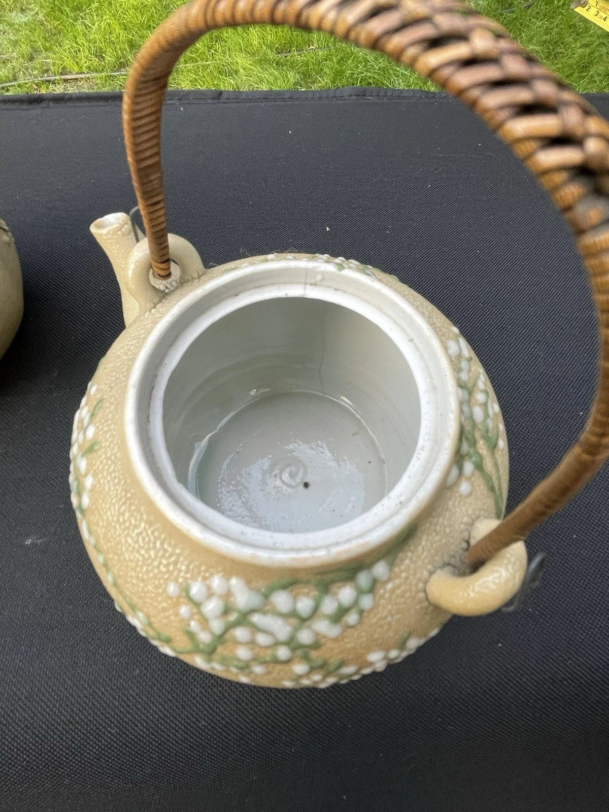 3 Pieces - Vintage Japanese Teapots Orange Peel Enamel Chinoiserie | eBay
