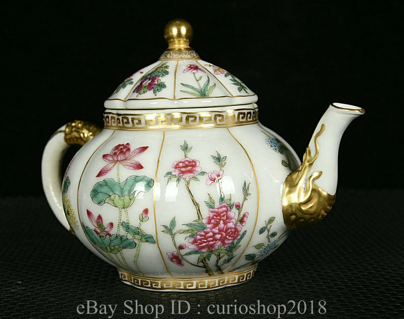 7.2 " YongzhengMarked China Colour Enamel porcelain Gilt Dynasty Flower Teapot | eBay