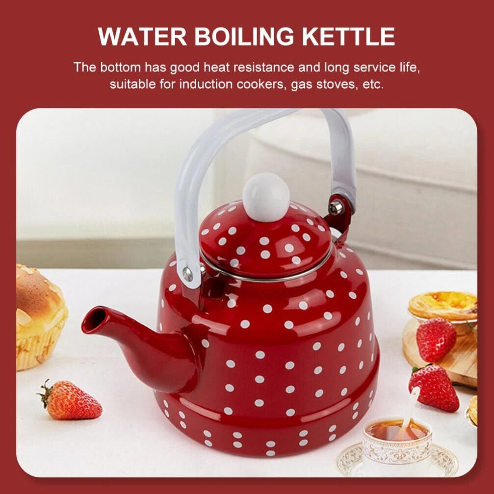 Enamel Tea Kettle Polka Dot Stove Top Teapot with Filter for Home Kitchen | eBay