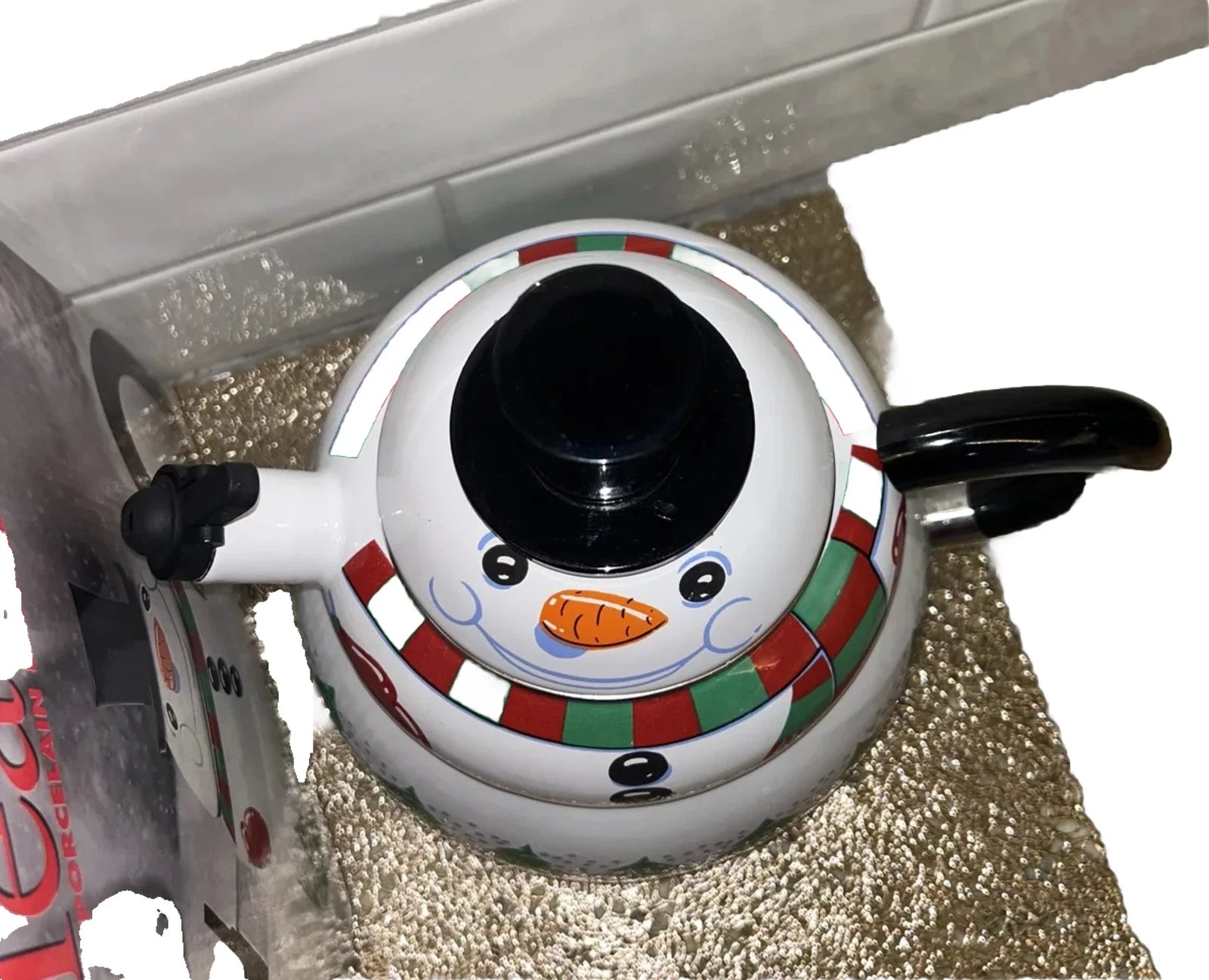 Snowman Teapot Kettle 3 QT Porcelain Enamel On Steel Vintage Roshco Christmas | eBay