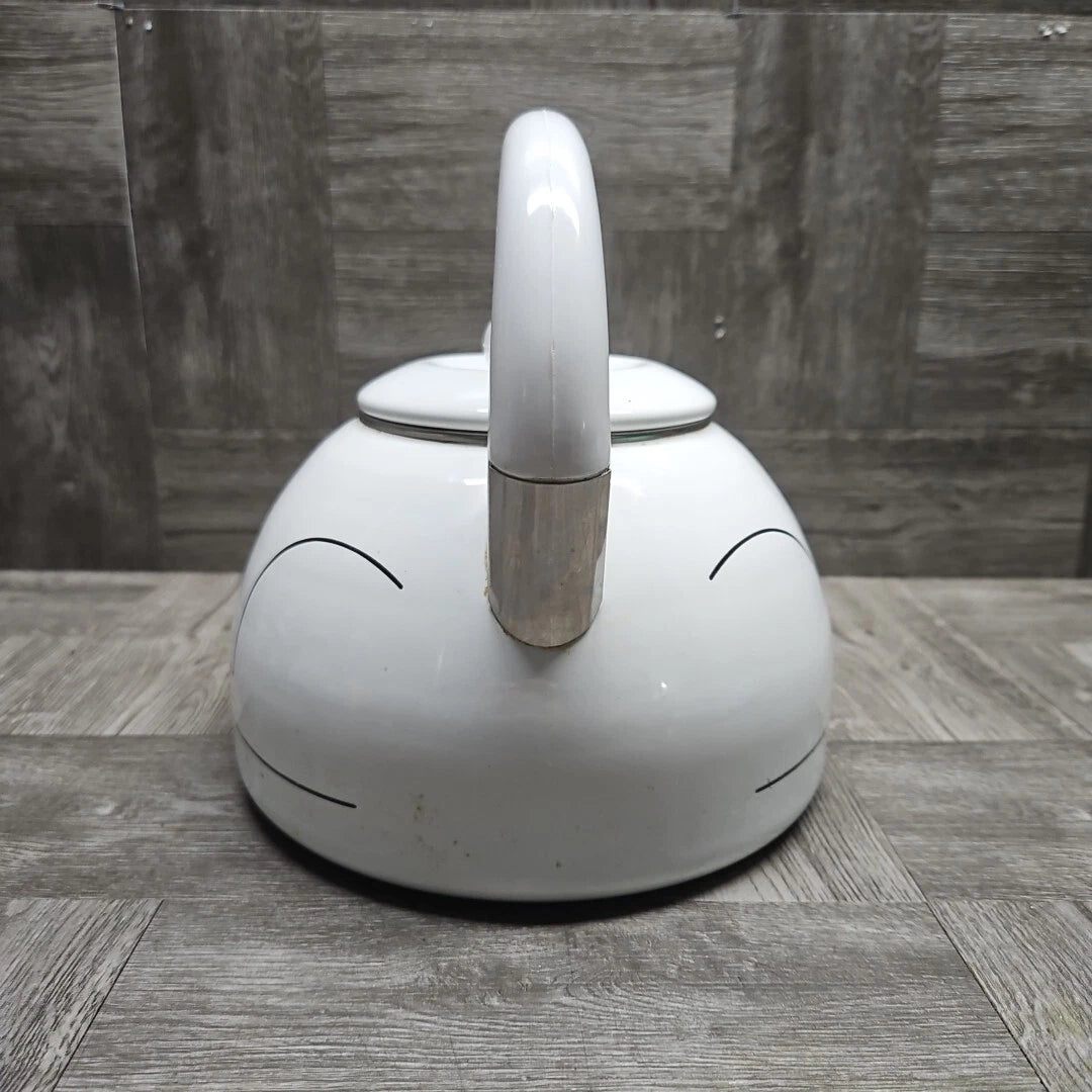 Kamenstein Tea Kettle White Enamel Cat Tea Pot 1980s | eBay