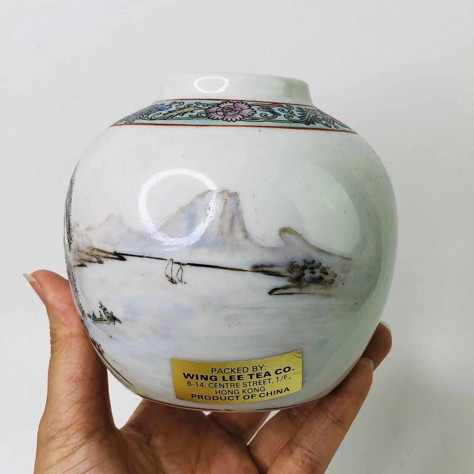 Vintage Chinese Jasmine Tea Jar Porcelain Enameled Hand Painted Scenery Vase Pot | eBay