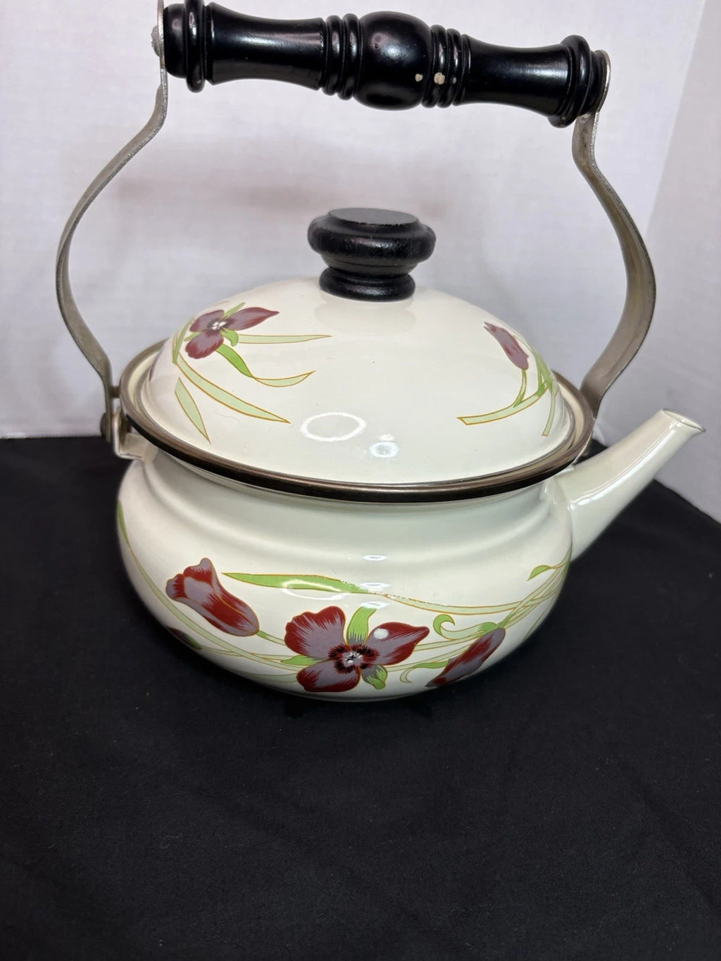 Gailstyn-Sutton Tea Pot Kettle Jardine Collection MCM Floral Enamel 1981 Japan | eBay