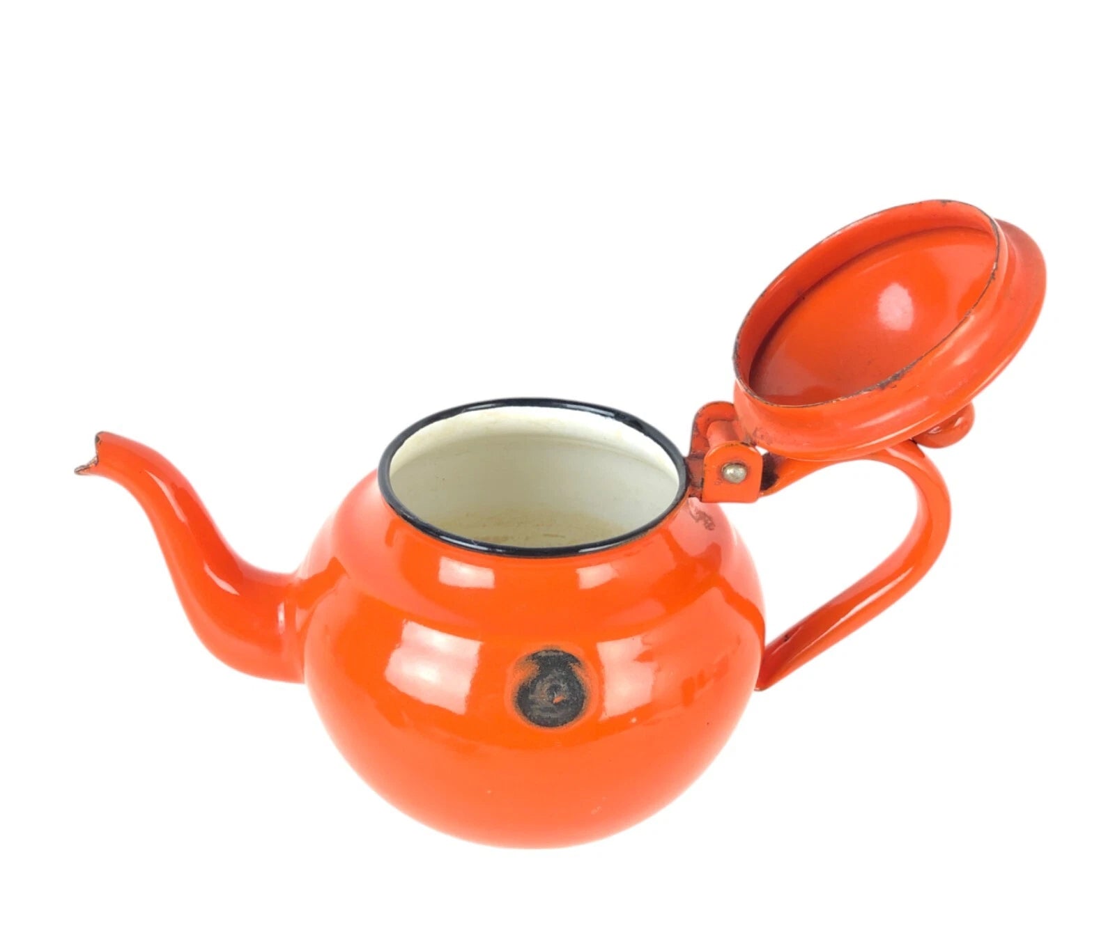 Small Vintage Orange Enamelware Teapot Made in Yugoslavia | eBay