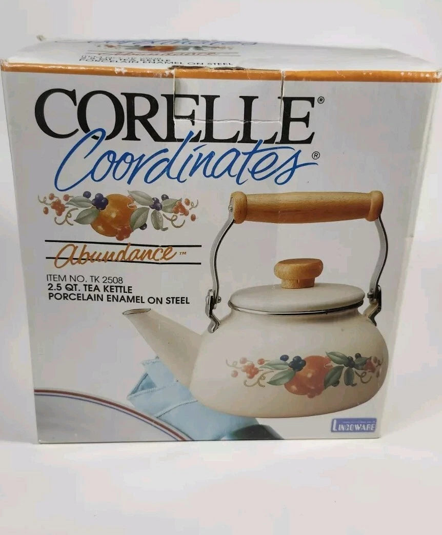 Corning Coordinates By Lincoware Porcelain Enamel Steel Teapot Vintage Decorated | eBay