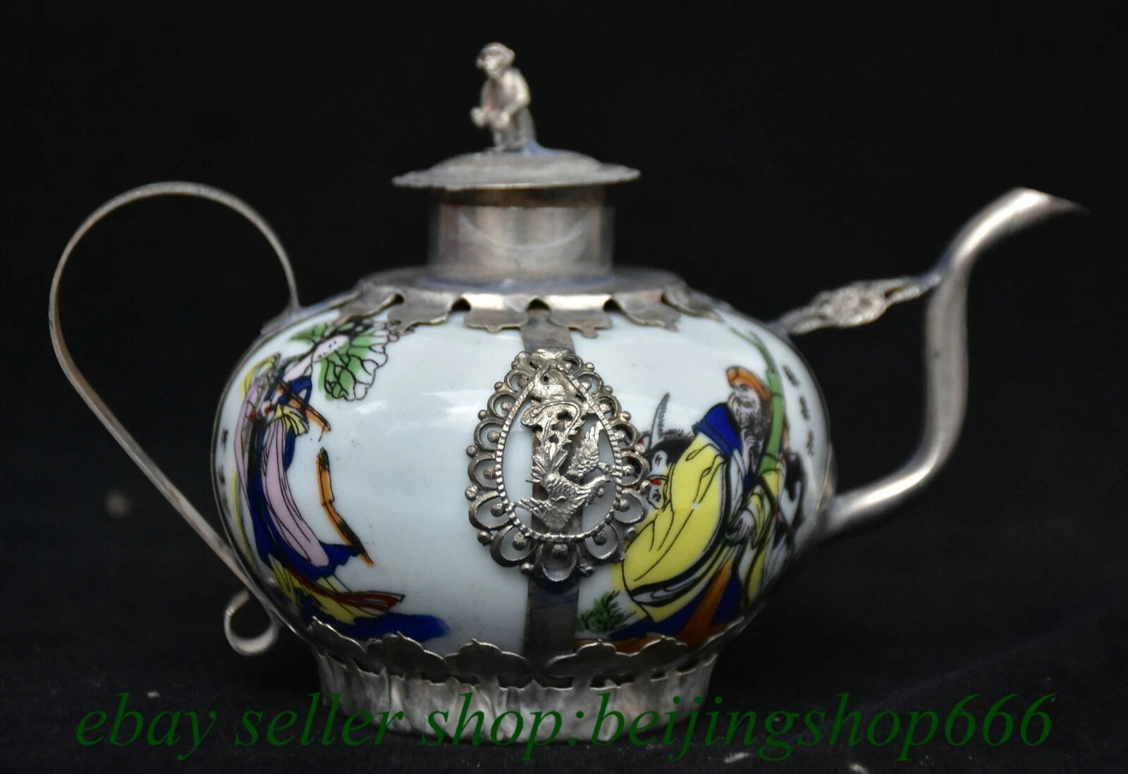 6" Old Chinese Copper Enamel Porcelain Dynasty Beauty Belle Teapot Kettle Statue | eBay